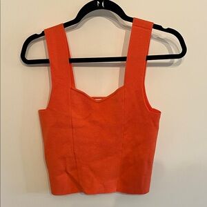 Current Air Womens Orange Sweetheart Ribbed Stretch Cropped Amanda Tank Top